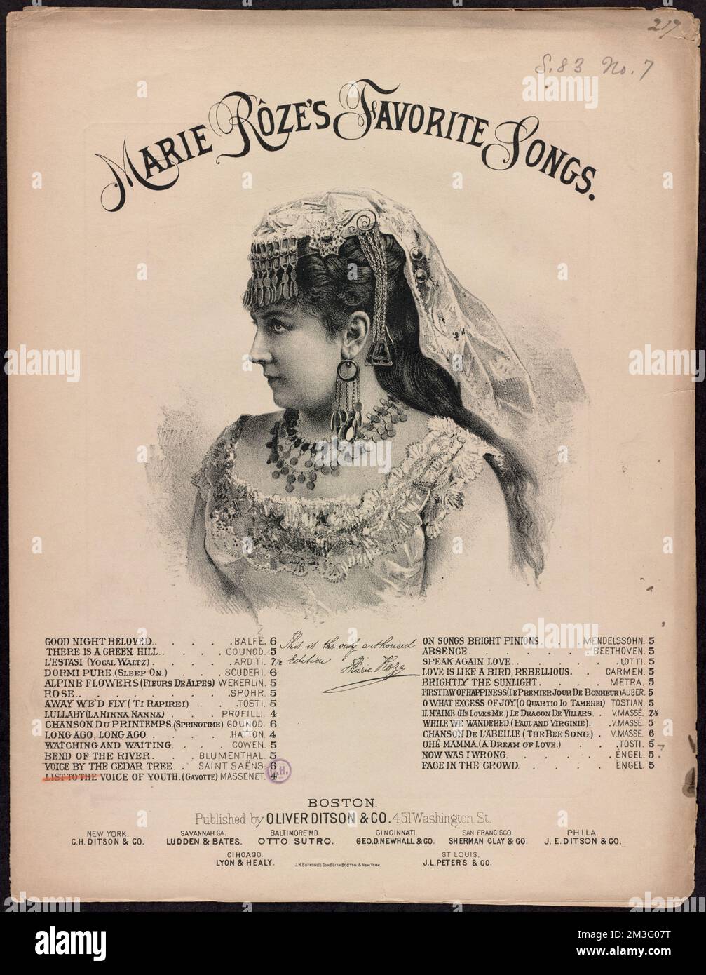 Le canzoni preferite di Marie Roze , Rôze, Marie, 1846-1926 Foto Stock