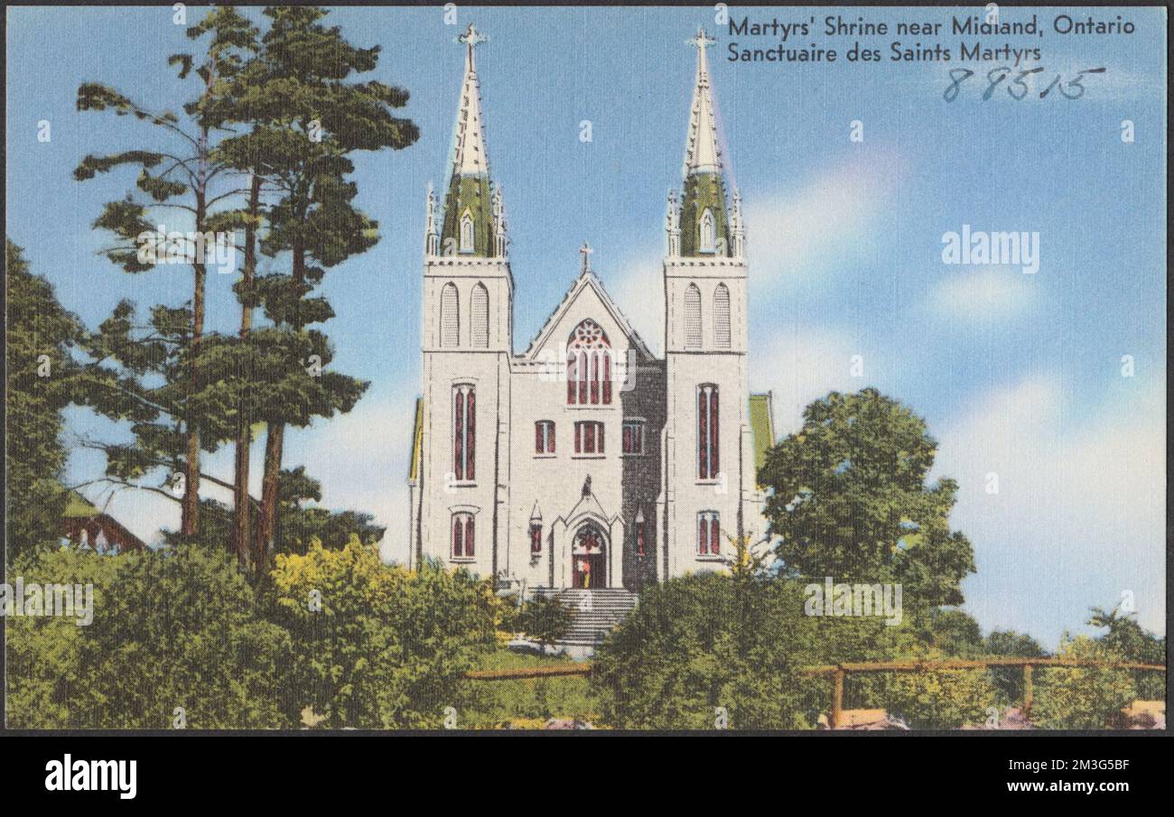 Santuario di Martyr, vicino Midland, Ontario - Sanctuaire des Saints Martyrs , chiese cattoliche, Tichnor Brothers Collection, cartoline degli Stati Uniti Foto Stock