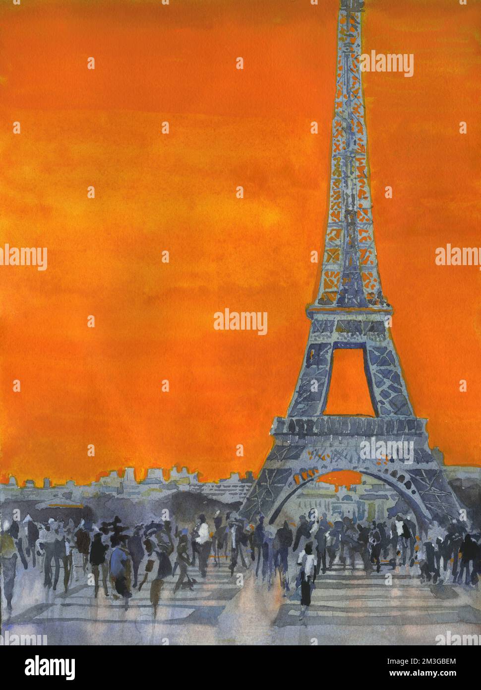 Torre Eiffel al tramonto a Parigi, Francia. Paesaggio francese opere d'arte parigine home decor Europa Foto Stock