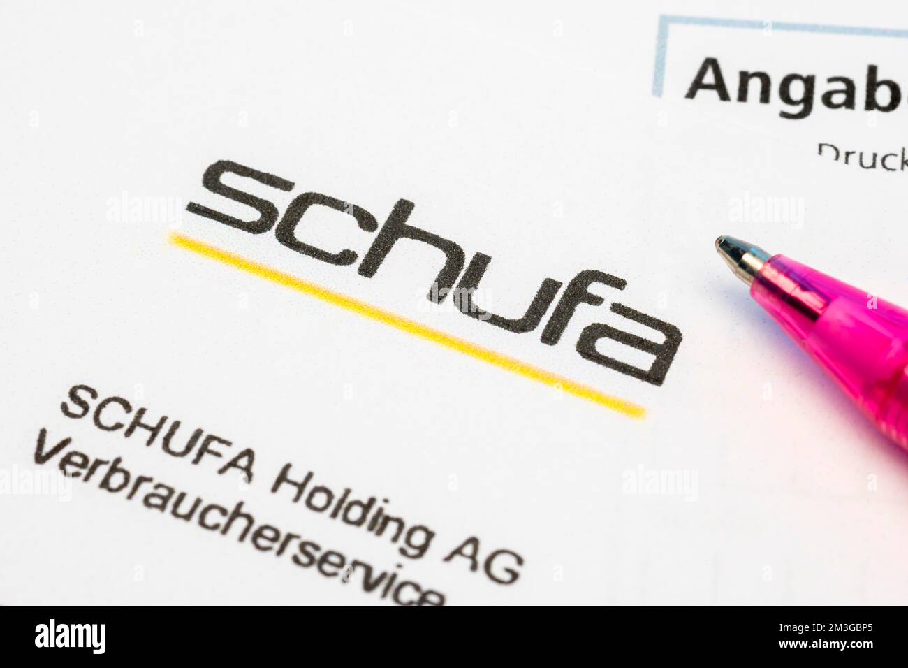 Schufa, agenzia di credito, modulo, lettera, penna, rapporto online Foto Stock