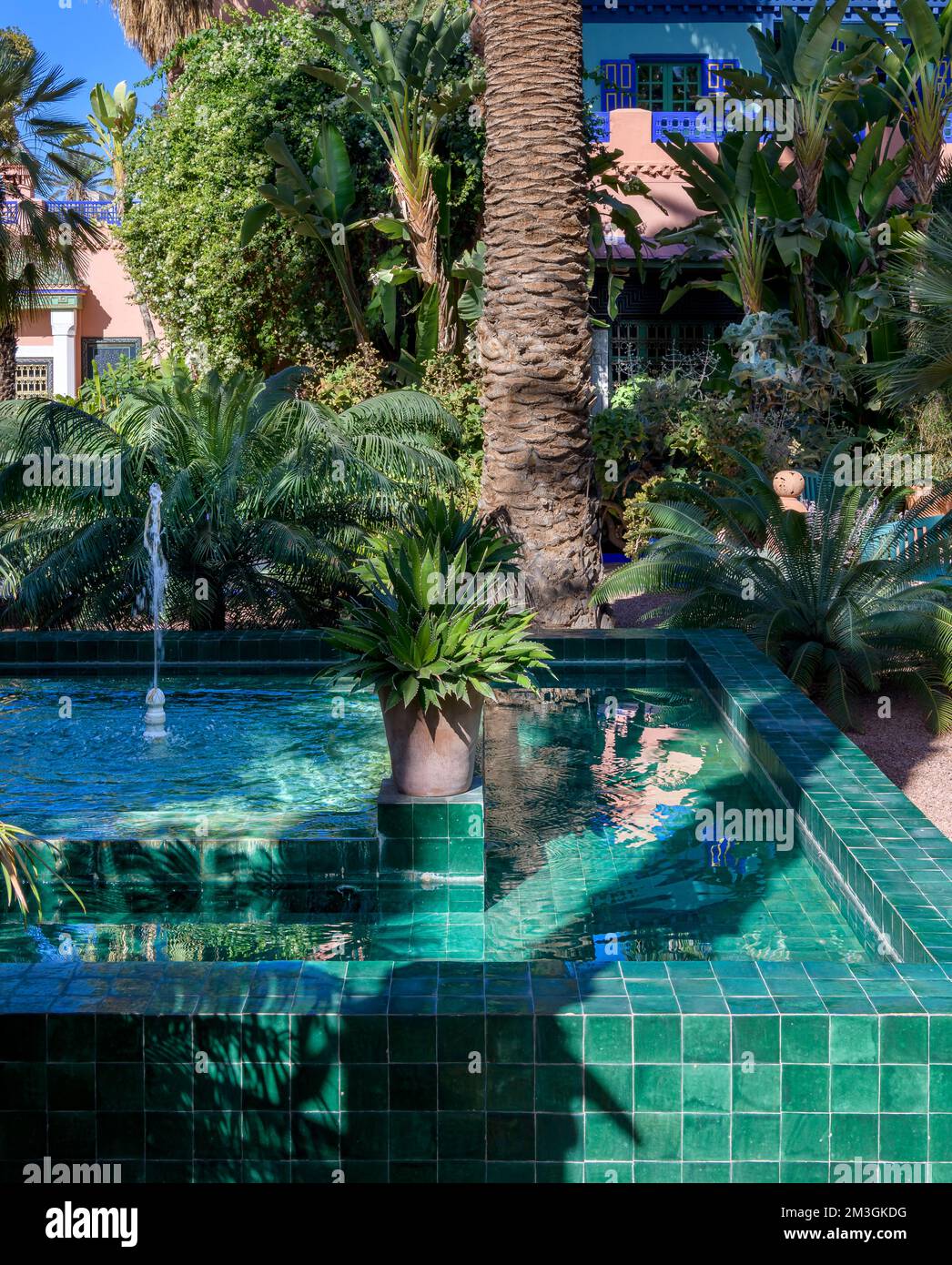 Villa Oasis - casa di Yves Saint Laurent e Pierre Berge, ora aperta al pubblico. Accanto al Jardin Majorelle - il Giardino Blu, anch'esso di proprietà della YSL. Foto Stock