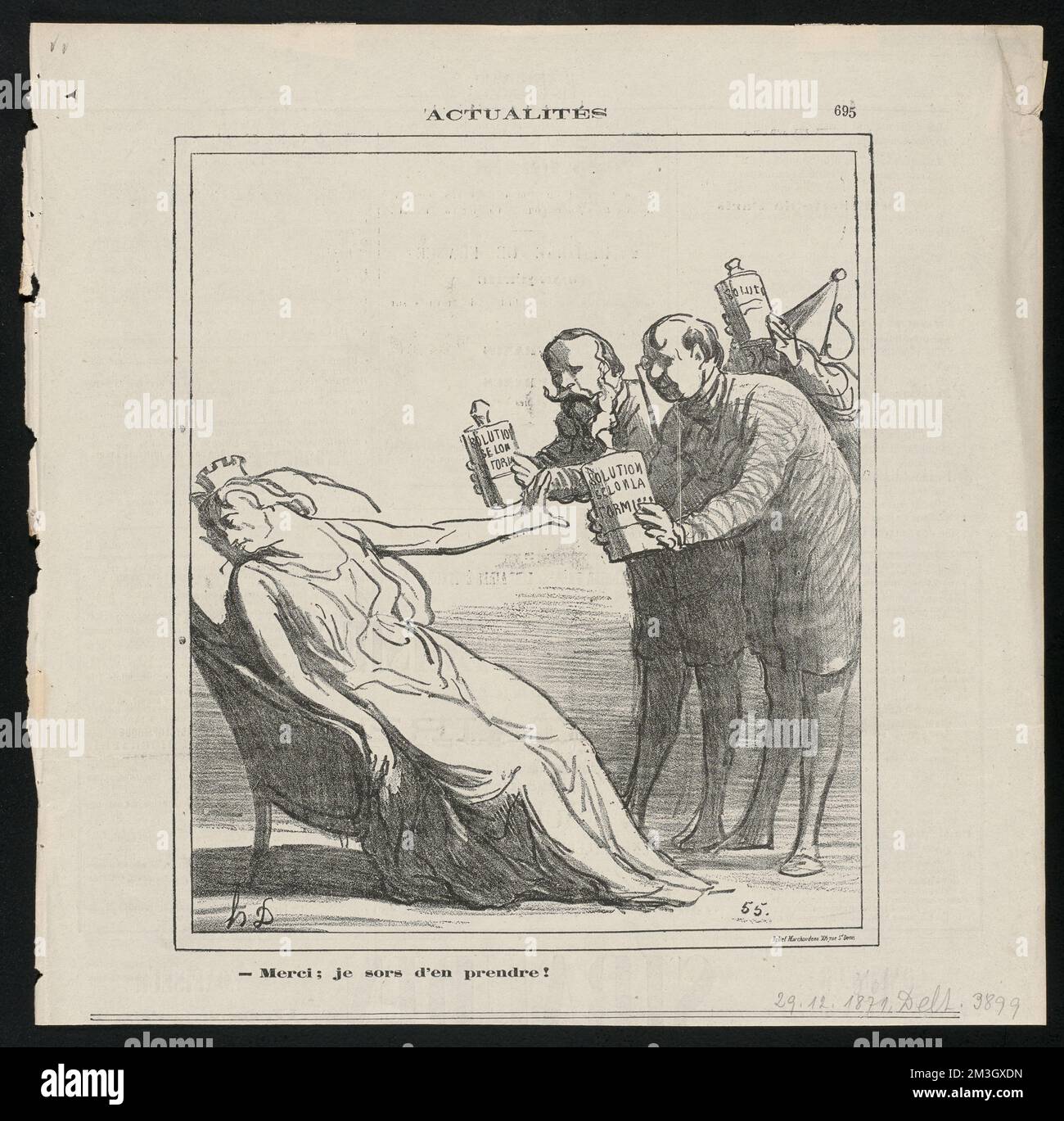 Merci, je sors d'en prendre , giornalisti, politici, Rulers, Girardin, Emile de, 1806-1881, Paris, Louis-Philippe-Albert d'Orléans, comte de, 1838-1894. Honoré Daumier (1808-1879). Litografie Foto Stock