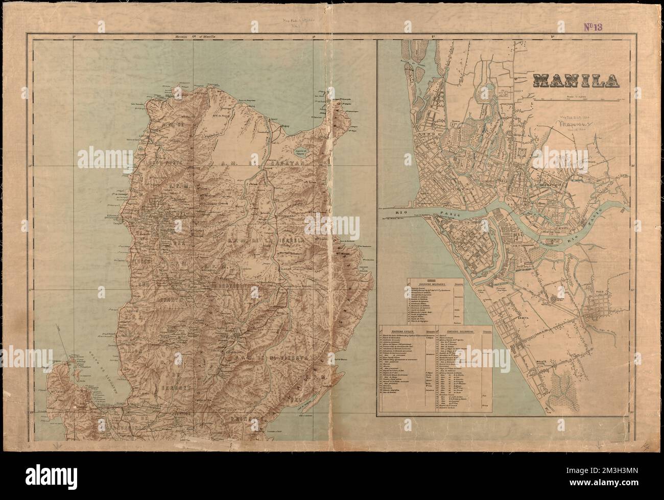 Mappa militare dell'isola di Luzon , Luzon Filippine, Mappe, Manila Filippine, Mappe Norman B. Leventhal Map Center Collection Foto Stock