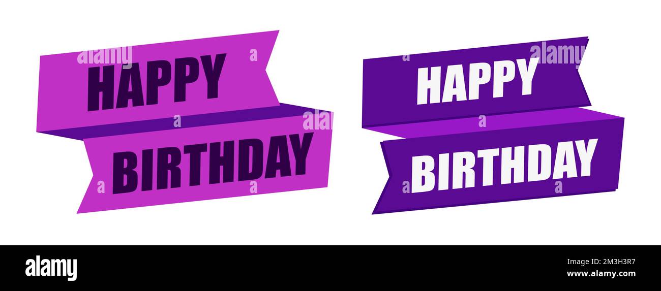 Buon compleanno nastro con lettere isolato. Illustrazione Vettoriale