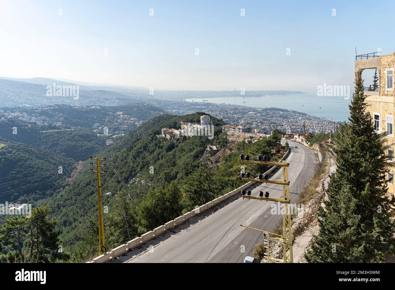 Vista da Harissa, Beirut, Libano Foto Stock