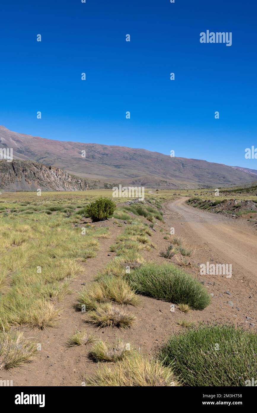 Paesaggio a Paso Vergara - attraversare il confine dal Cile all'Argentina mentre si viaggia in Sud America Foto Stock