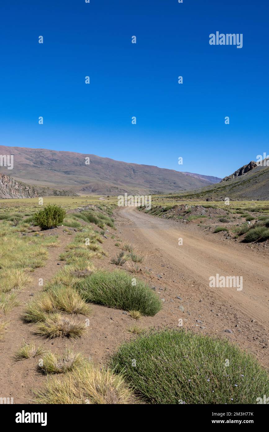 Paesaggio a Paso Vergara - attraversare il confine dal Cile all'Argentina mentre si viaggia in Sud America Foto Stock