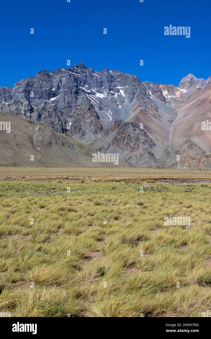 Paesaggio a Paso Vergara - attraversare il confine dal Cile all'Argentina mentre si viaggia in Sud America Foto Stock