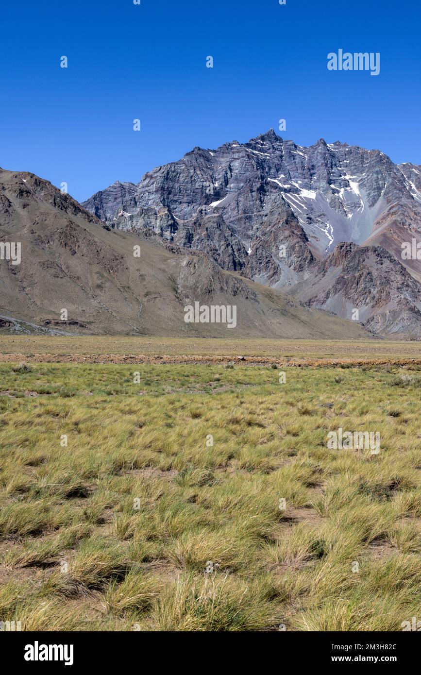 Paesaggio a Paso Vergara - attraversare il confine dal Cile all'Argentina mentre si viaggia in Sud America Foto Stock