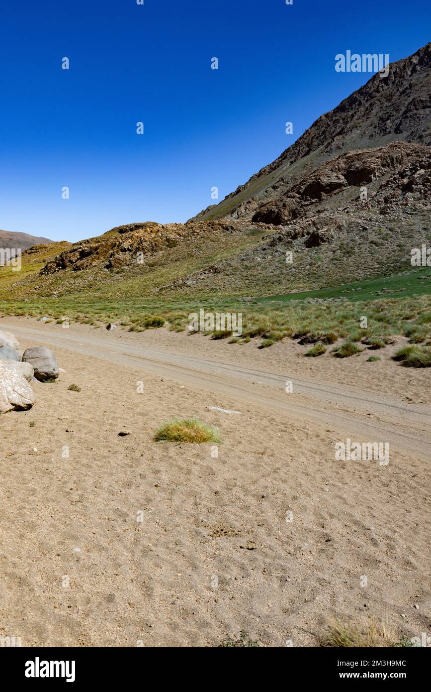 Paesaggio a Paso Vergara - attraversare il confine dal Cile all'Argentina mentre si viaggia in Sud America Foto Stock