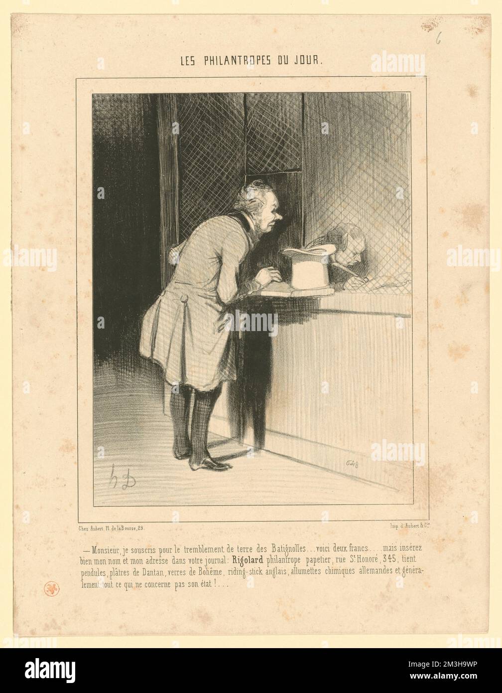 Monsieur, je suscris pour le tremblement de terre.... Honoré Daumier (1808-1879). Litografie Foto Stock