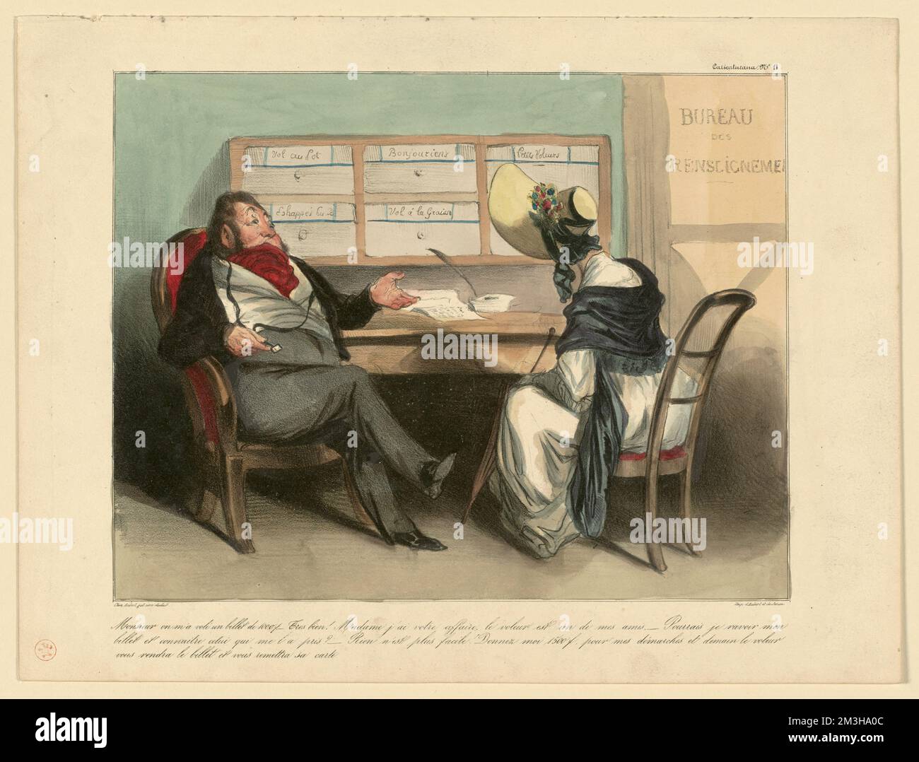 Monsieur on m'a volé un billet de 1000 fr , personaggi fittizi, Macaire, Robert. Honoré Daumier (1808-1879). Litografie Foto Stock