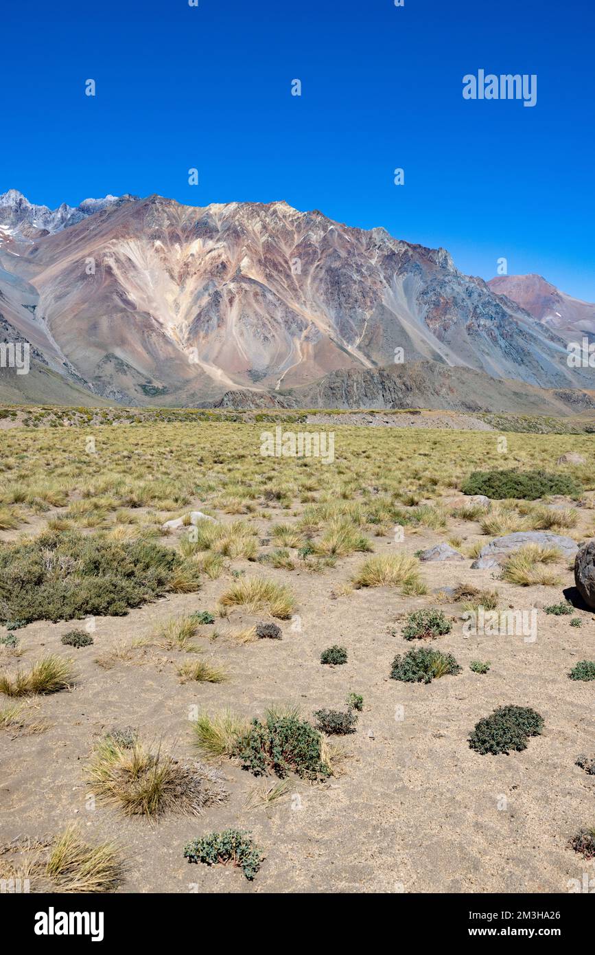 Paesaggio a Paso Vergara - attraversare il confine dal Cile all'Argentina mentre si viaggia in Sud America Foto Stock