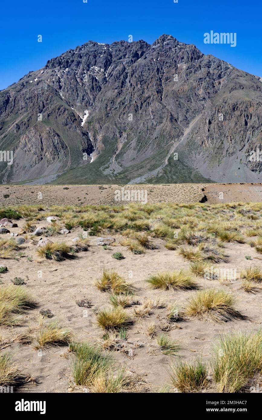 Paesaggio a Paso Vergara - attraversare il confine dal Cile all'Argentina mentre si viaggia in Sud America Foto Stock