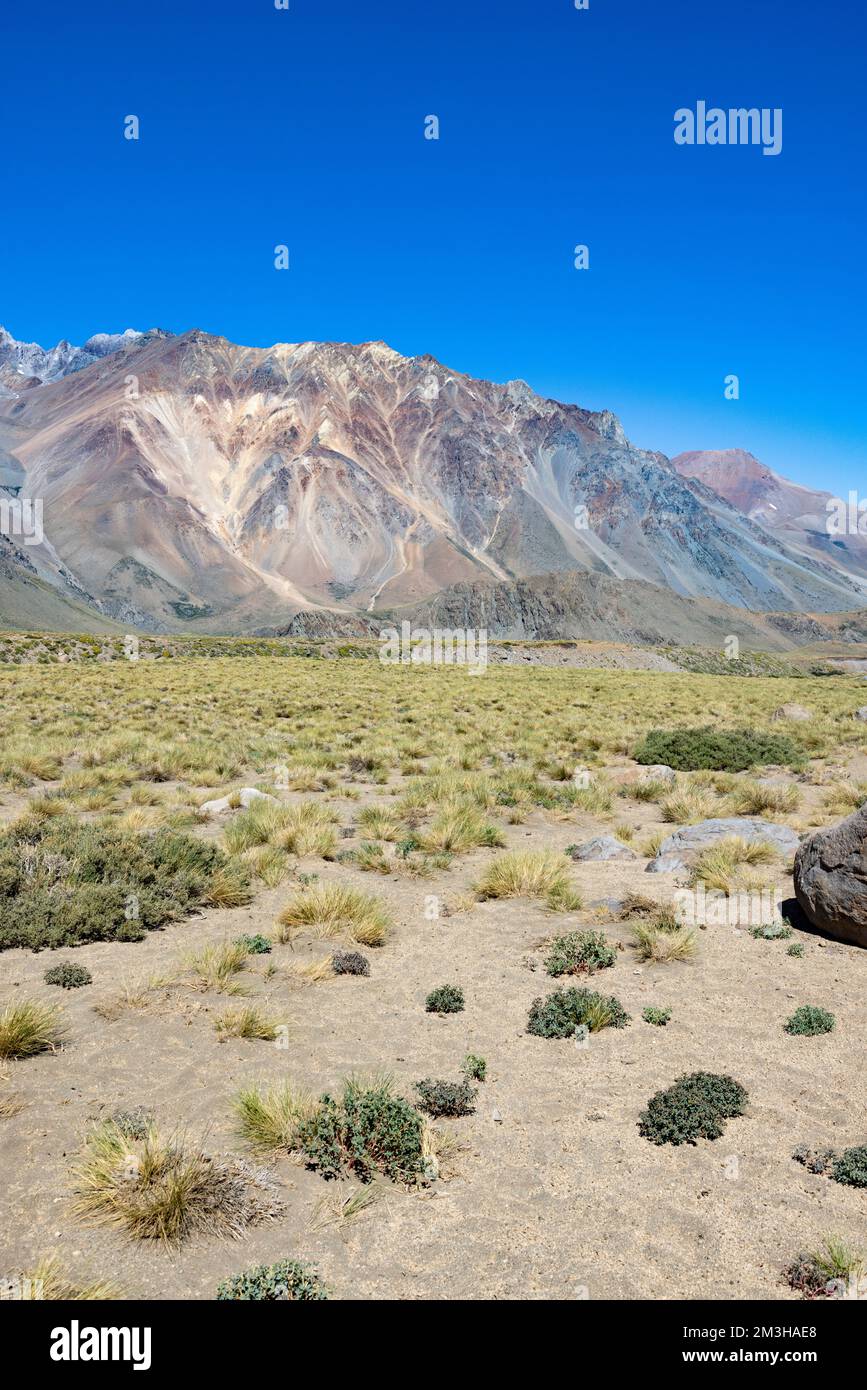 Paesaggio a Paso Vergara - attraversare il confine dal Cile all'Argentina mentre si viaggia in Sud America Foto Stock