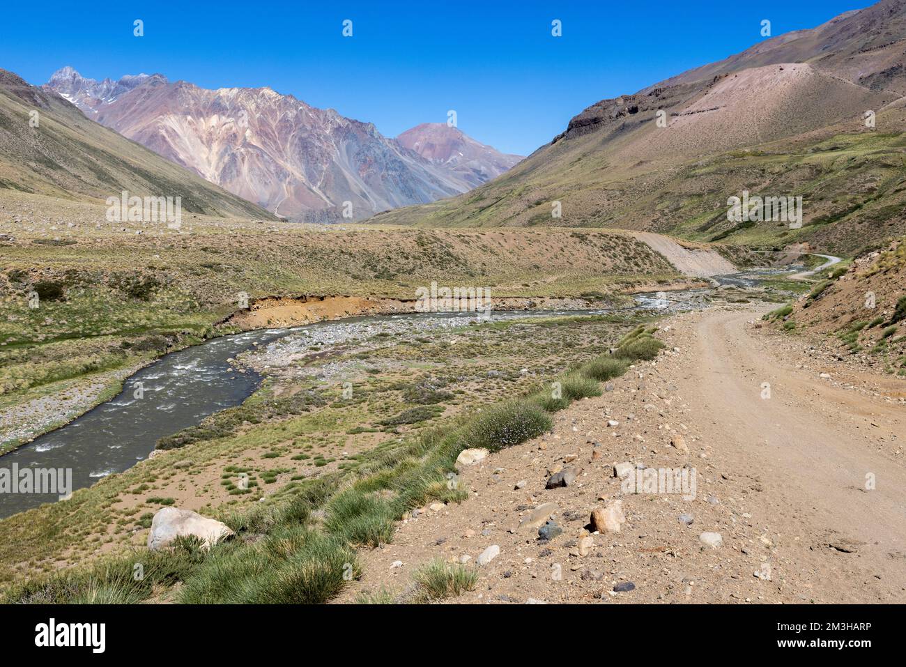 Paesaggio a Paso Vergara - attraversare il confine dal Cile all'Argentina mentre si viaggia in Sud America Foto Stock