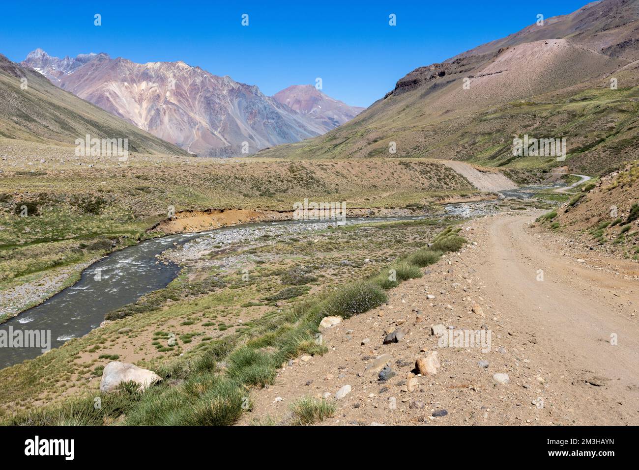 Paesaggio a Paso Vergara - attraversare il confine dal Cile all'Argentina mentre si viaggia in Sud America Foto Stock