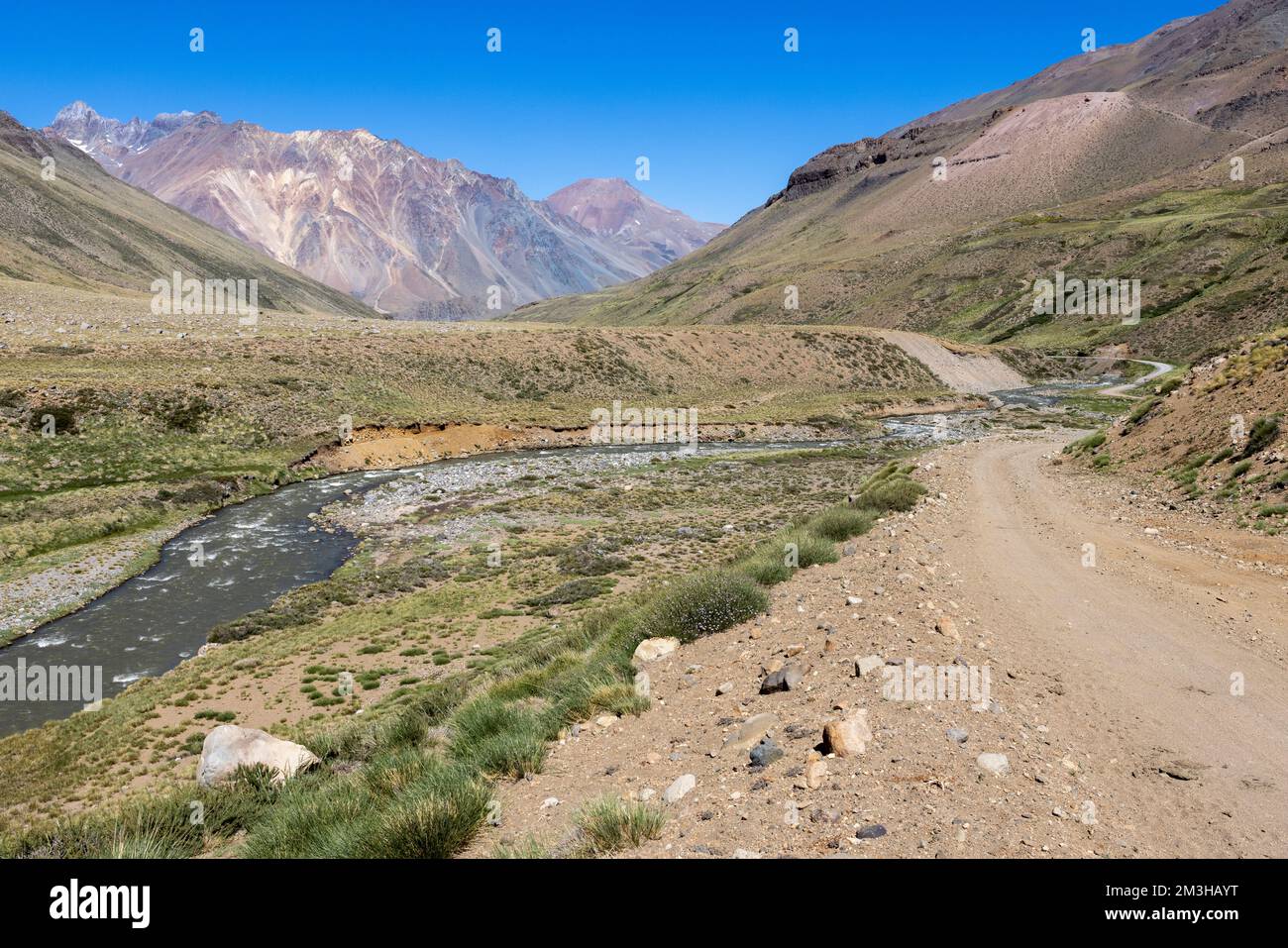 Paesaggio a Paso Vergara - attraversare il confine dal Cile all'Argentina mentre si viaggia in Sud America Foto Stock