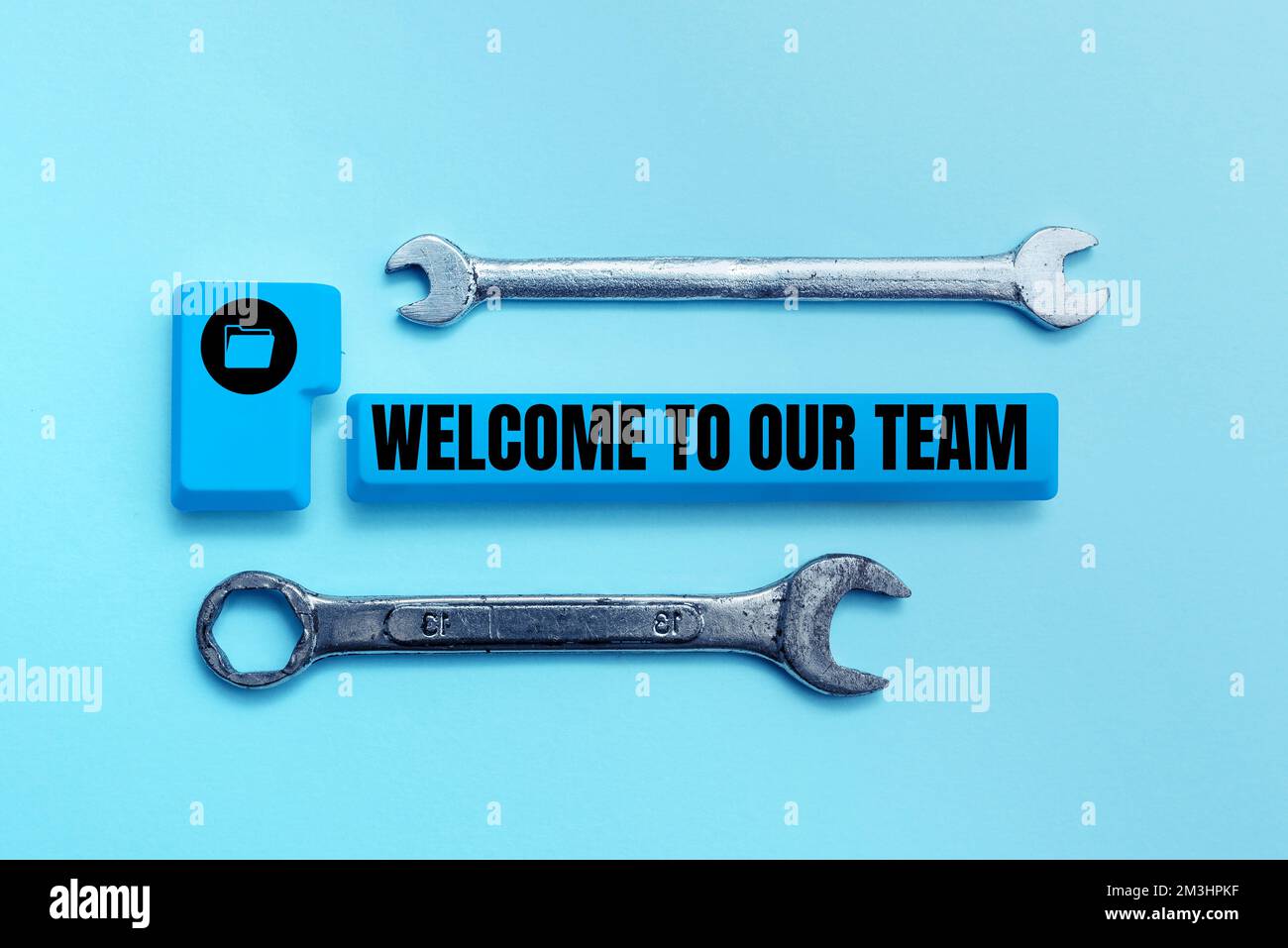 Scrittura visualizzazione testo Benvenuto nel nostro Team. Parola per presentare un'altra persona ai tuoi compagni di squadra Foto Stock