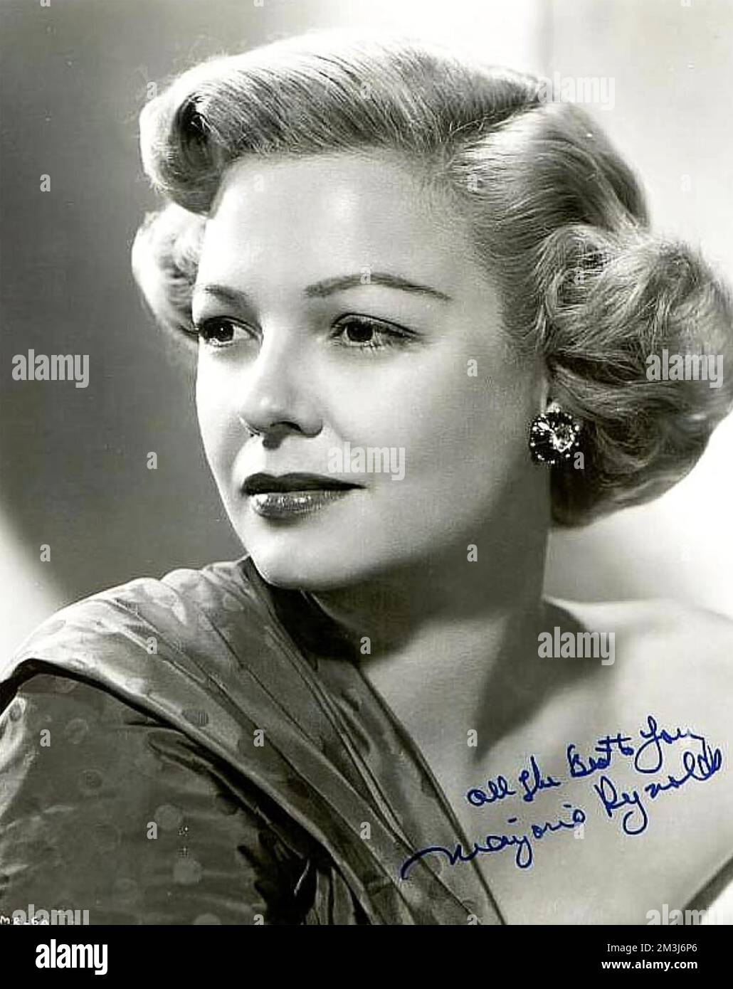 MARJORIE REYNOLDS (1917-1997) attrice cinematografica americana circa 1955 con autografo stampato Foto Stock