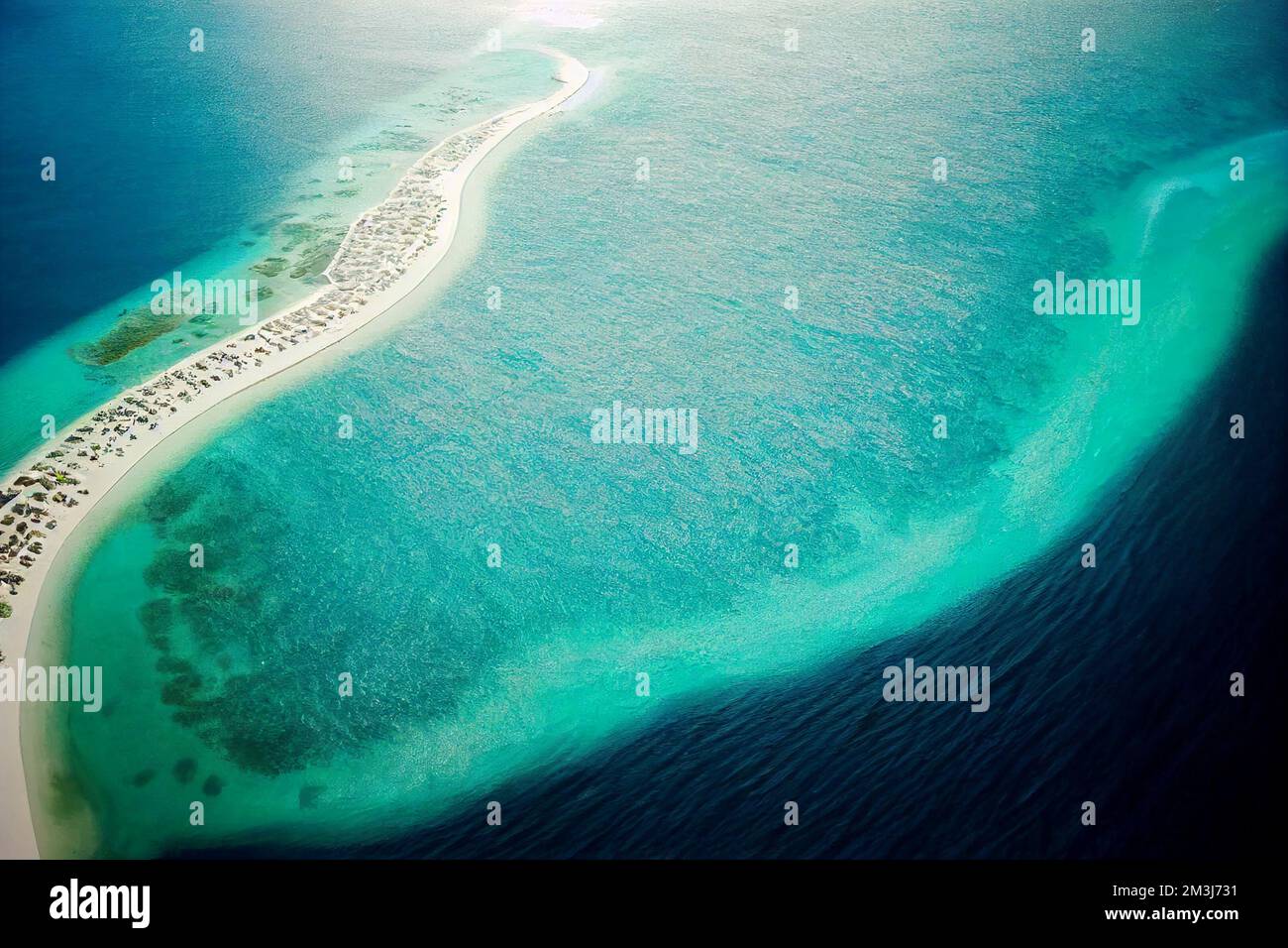 Vista del drone sull'isola delle Maldive Foto stock - Alamy