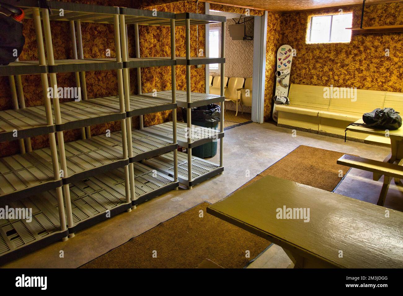 Spogliatoio presso la zona sciistica di Maverick Mountain, Montana Foto Stock