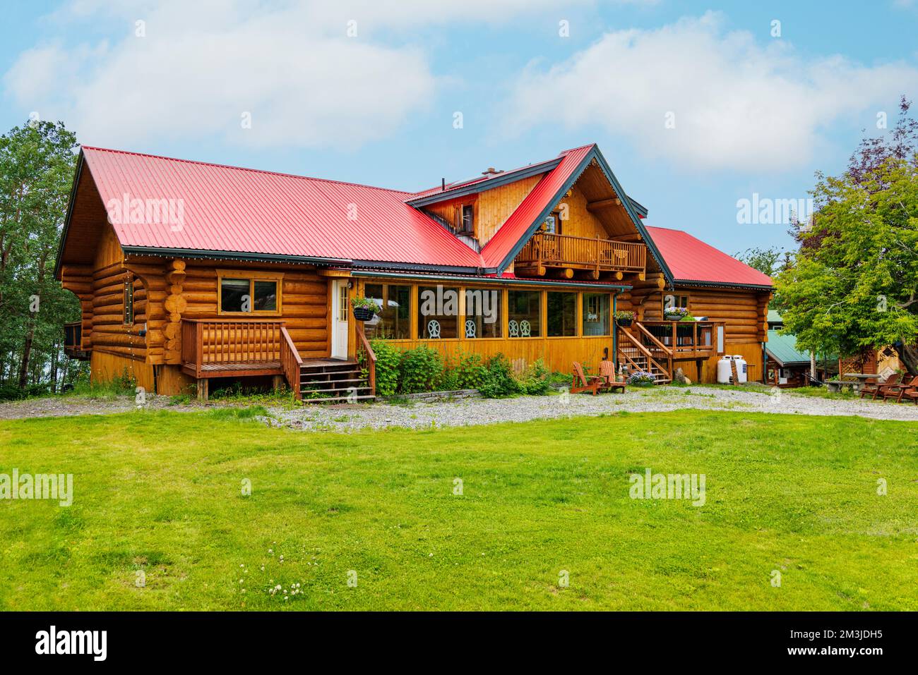 Vista esterna; The Inn on the Lake; bed & breakfast Lodge; Marsh Lake; Near Whitehorse; Yukon Territory; Canada Foto Stock
