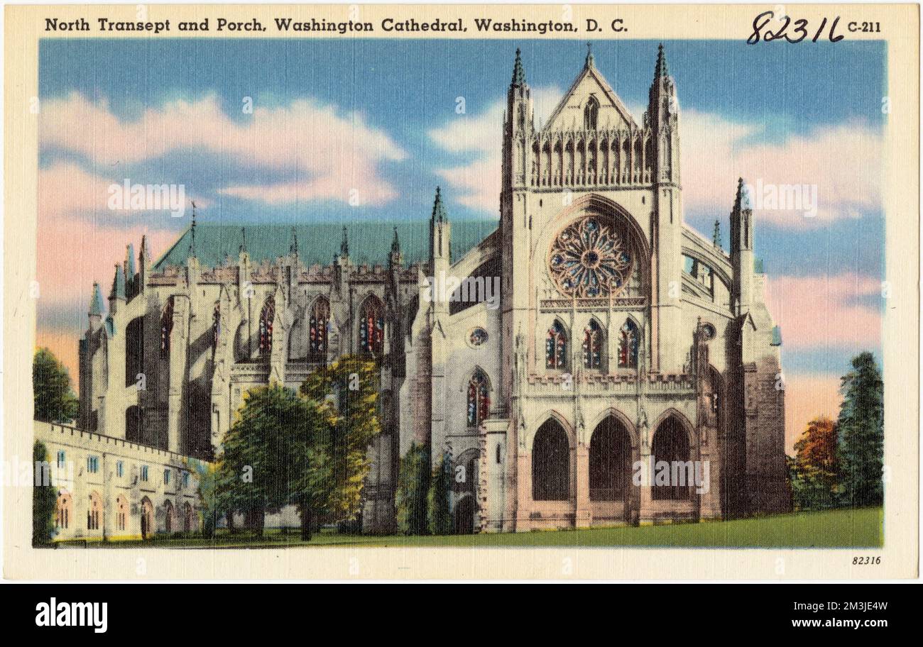 Transetto nord e portico, Cattedrale di Washington, Washington, D. C. , Chiese, Tichnor Brothers Collection, cartoline degli Stati Uniti Foto Stock