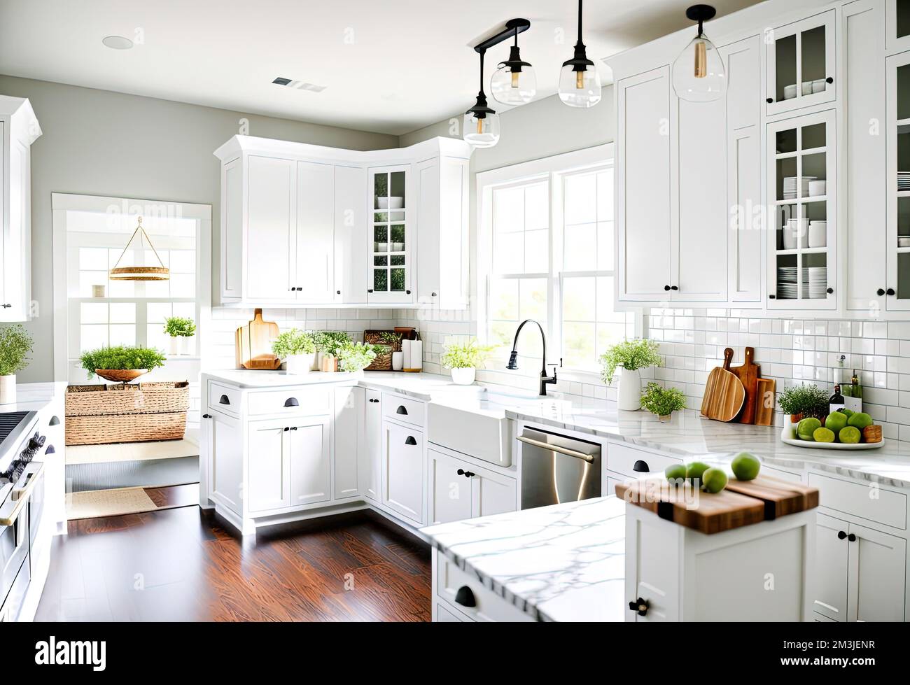 Cucina moderna design interno in una casa di lusso Foto Stock