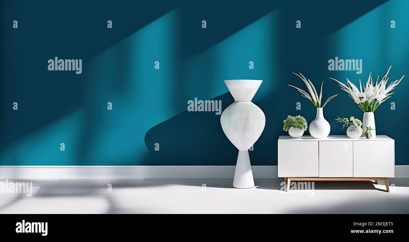 Interno con mobile bianco e intonaco 3D Foto Stock