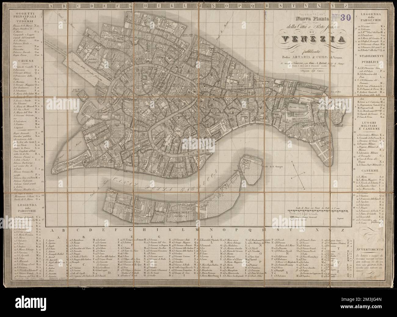 Nuova pianta della Cittá e porto franco di Venezia , Venezia Italia, Mappe Norman B. Leventhal Collezione Map Center Foto Stock