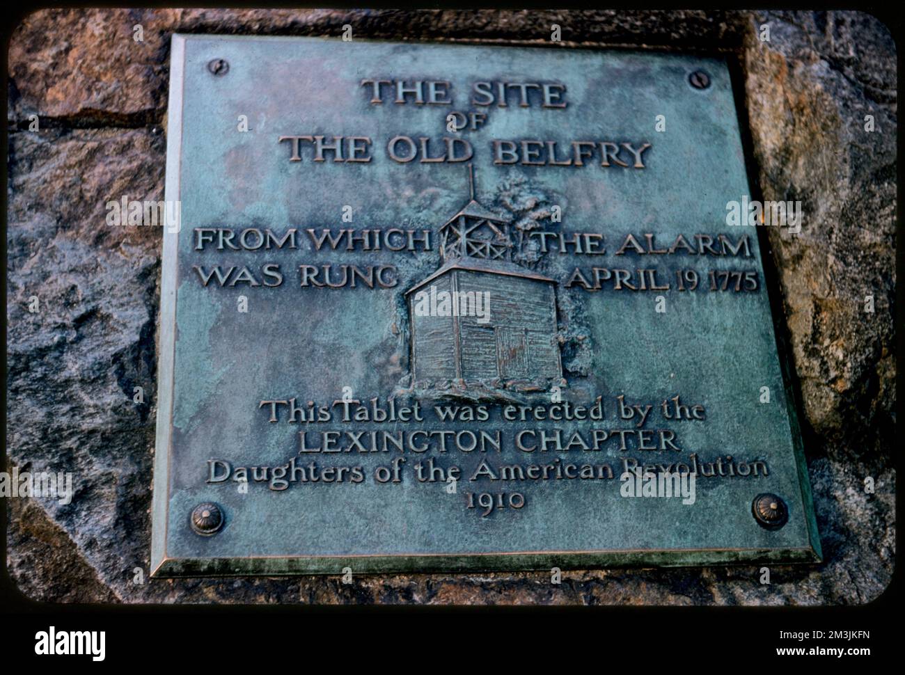 Vecchia targa Belfry , marcatori storici. Collezione Edmund L. Mitchell Foto Stock