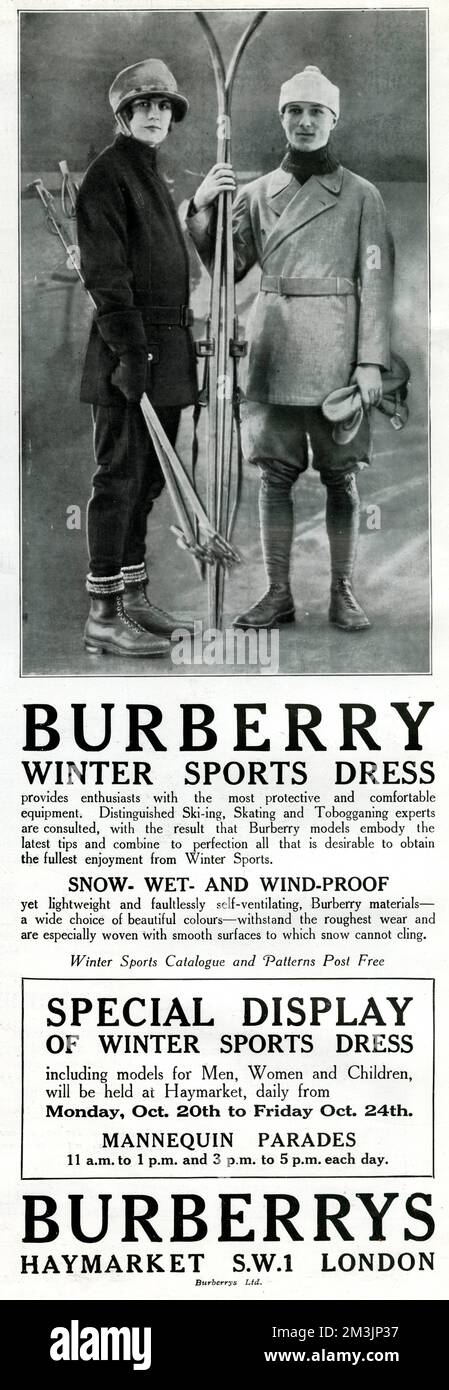 Burberry abbigliamento sportivo invernale, fornisce agli appassionati l'attrezzatura più protettiva e confortevole. Foto Stock