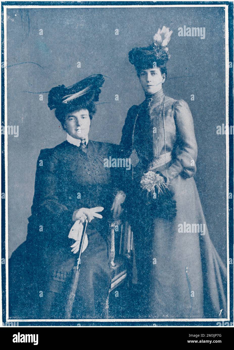 AMELIE, REGINA DEL PORTOGALLO la regina Amelie (1865 - 1951), moglie del re Carlos i del Portogallo, raffigurata insieme alla regina Alexandra. I due erano grandi amici. Data: 1908 Foto Stock