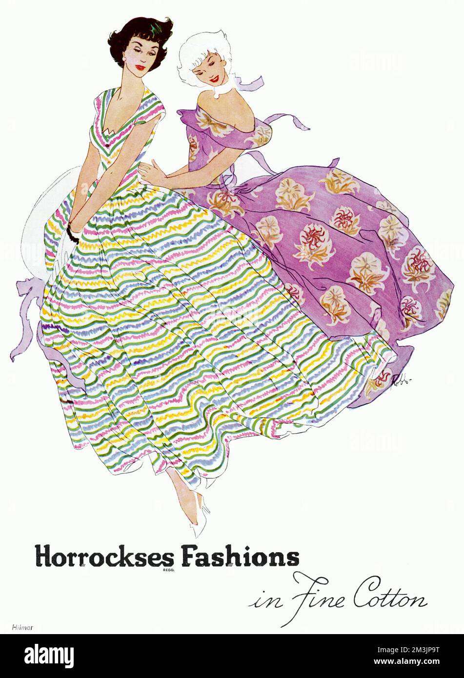Horrockses inserzione di moda con donne in abiti di cotone 1949 Foto Stock