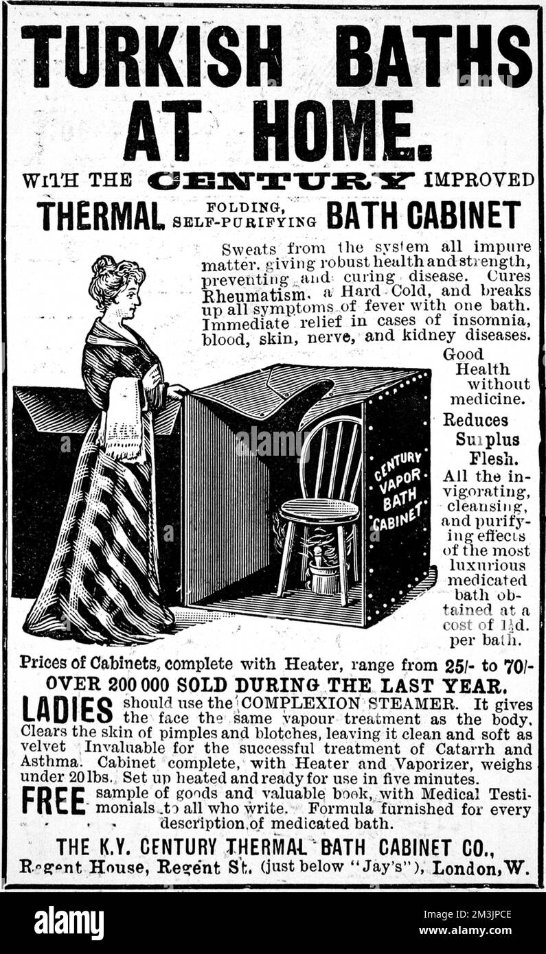 Home bagni turchi prodotti dalla K.Y. Century Thermal Bath Cabinet Company di Regent Street, Londra. 1900 Foto Stock