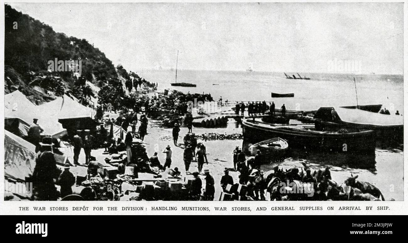 Negozi in arrivo a Gallipoli 1915 Foto Stock