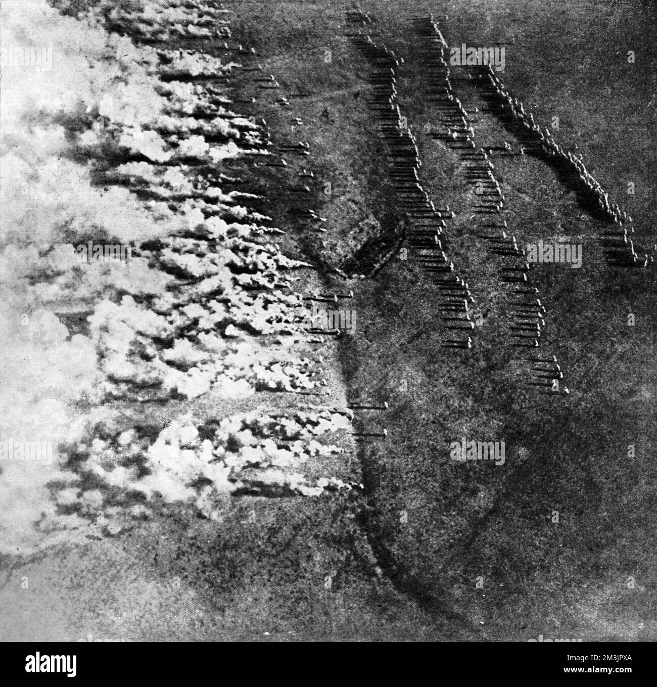 Vista aerea di un attacco di gas tedesco Foto Stock