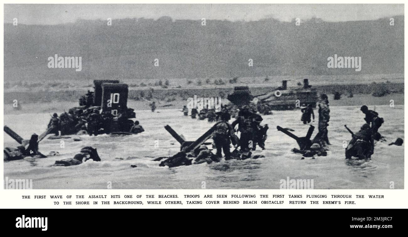 Truppe americane che sbarcano il "D-Day"; seconda guerra mondiale, 1944 Foto Stock