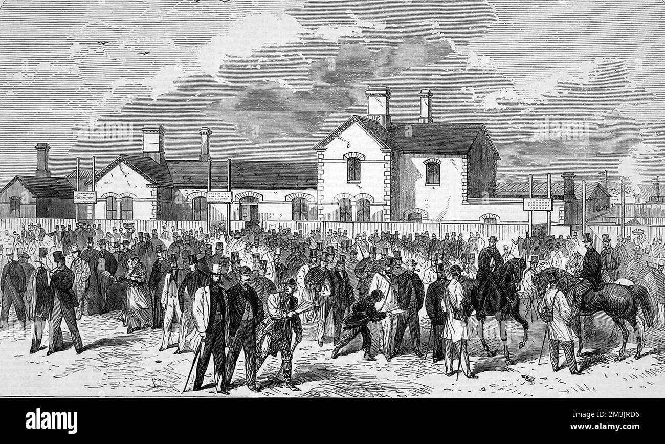 Stazione ferroviaria di Epsom 1865 Foto Stock