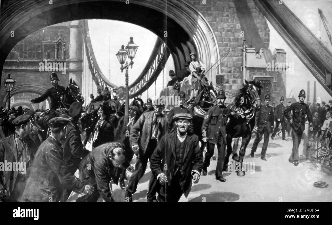 A gestire il blocco, London Dock Strike 1911 Foto Stock