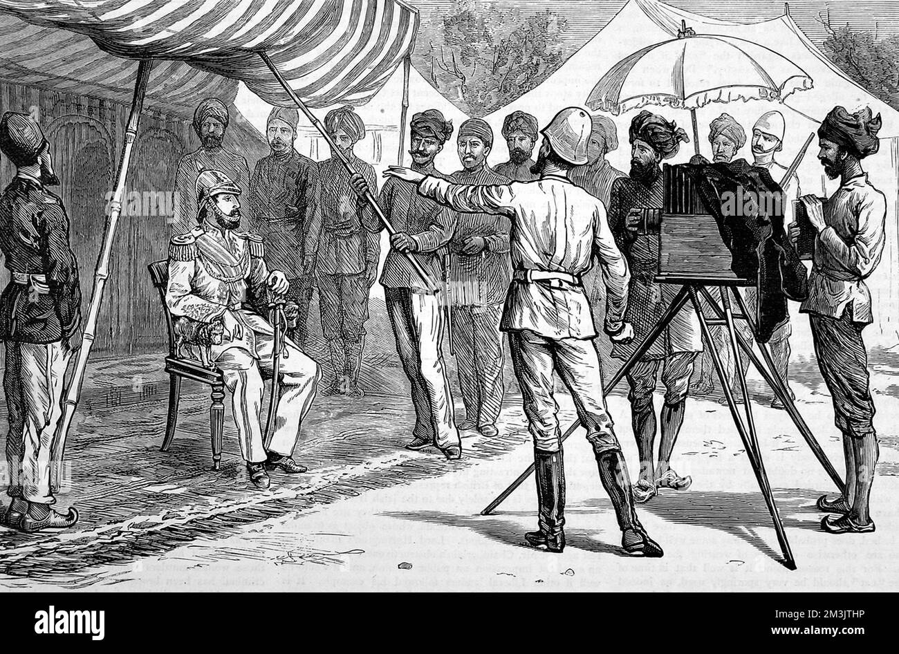 Preparare una composizione per un ritratto dell'Ameer Yakoob Khan a Gandmak. 1879 Foto Stock