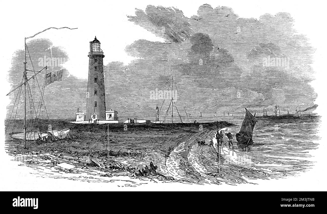 Faro di Orfordness e stazione telegrafica 1853 Foto Stock