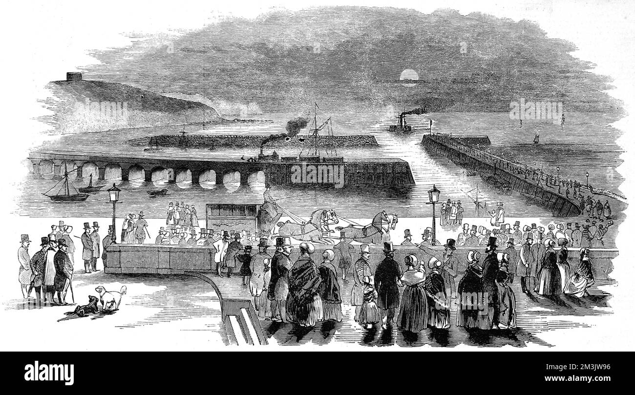 L'arrivo della posta indiana a Folkestone, 1844 Foto Stock