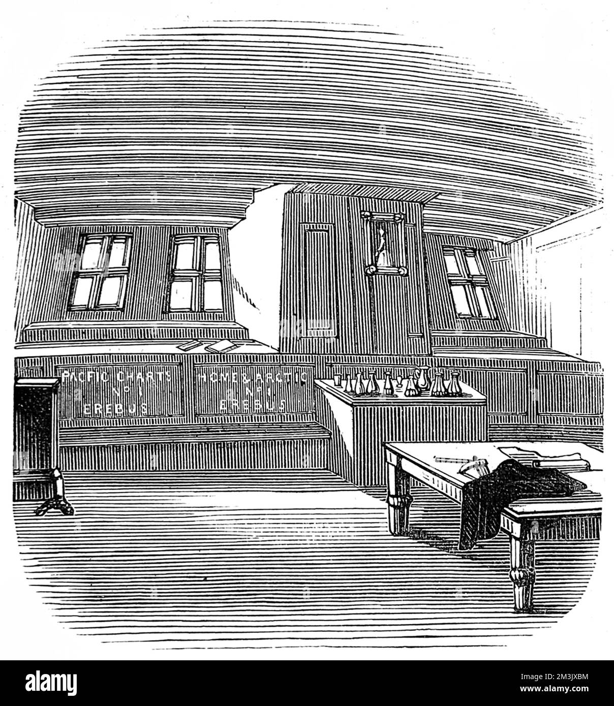 Capitano Sir John Franklin's Cabin a bordo della HMS 'Erebus', 1845 Foto Stock
