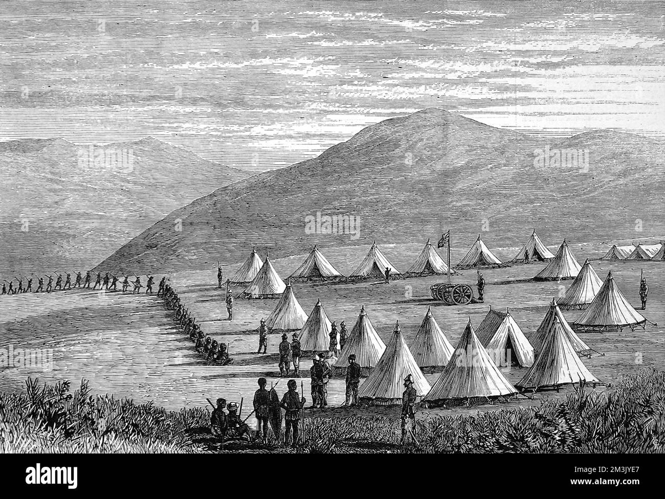 Dopo la sconfitta di Zulu a Ulundi, capitale di Zulu e luogo dei loro antenati, Garnet Wolseley prese il comando dell'esercito britannico da Lord Chelmsford. Data: 1879 Foto Stock