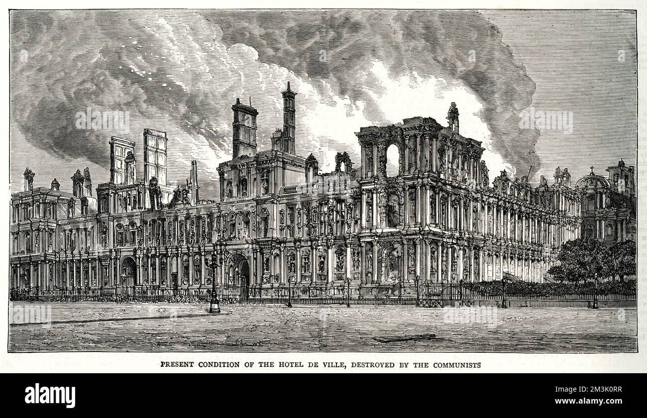 Hotel de Ville, Parigi, dopo la comune di Parigi 1871 Foto Stock