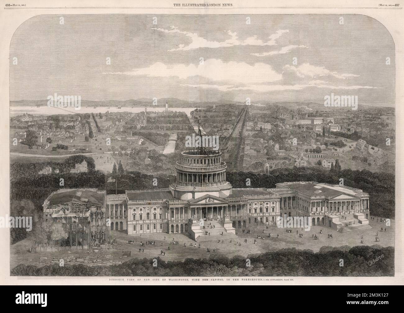 Veduta aerea del Campidoglio, Washington 1861 Foto Stock