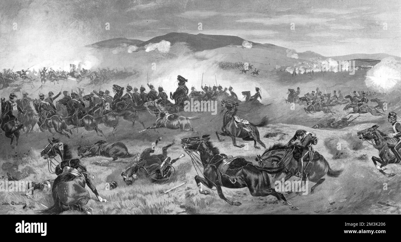 La carica della Brigata leggera, Balaklava, Guerra di Crimea Foto Stock