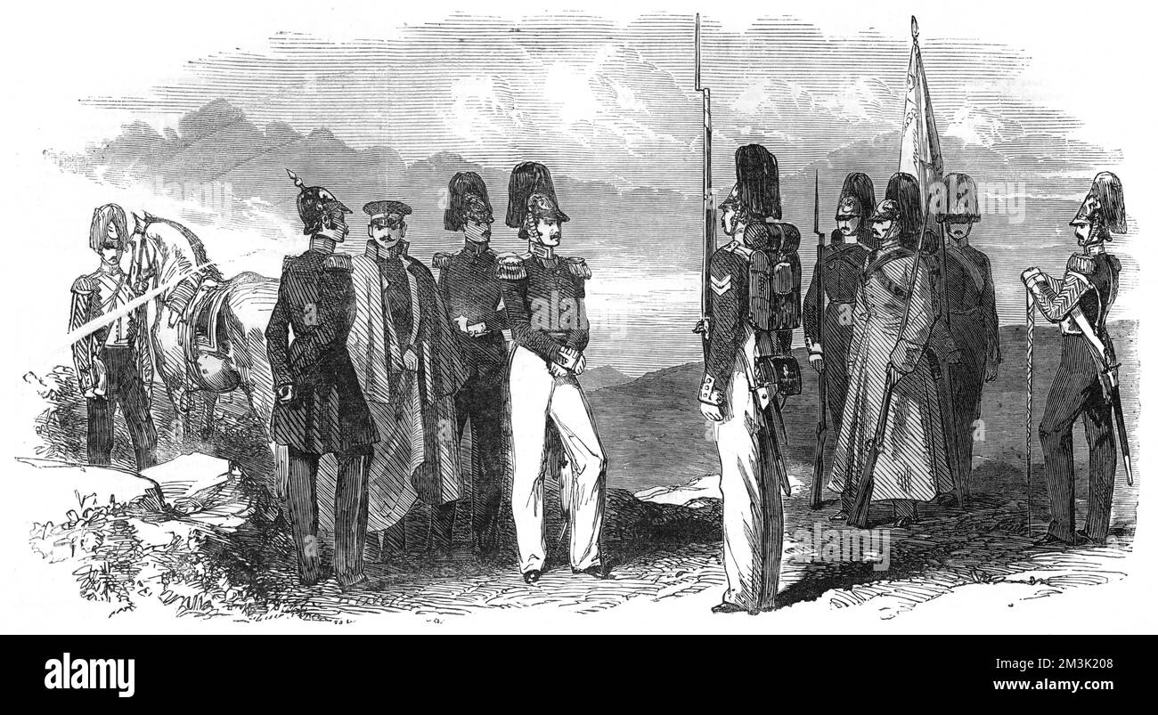 Ufficiali russi, Grenadiers, poco prima dello scoppio della guerra in Crimea. 1853 Foto Stock